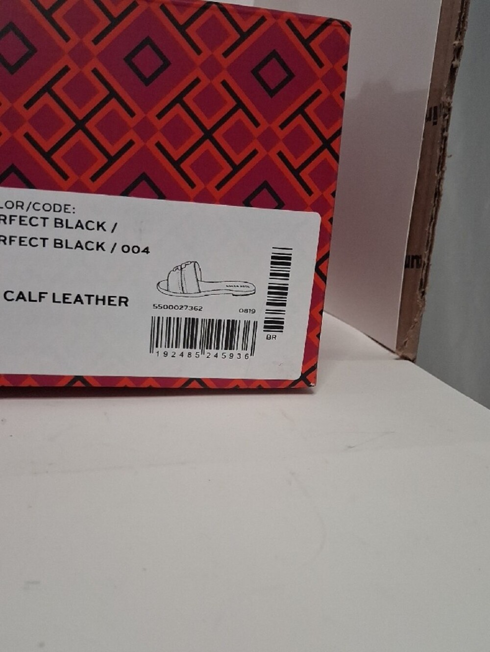 Tory Burch Black Leather Slide Sandals with Gold Logo - Picture 6 of 6